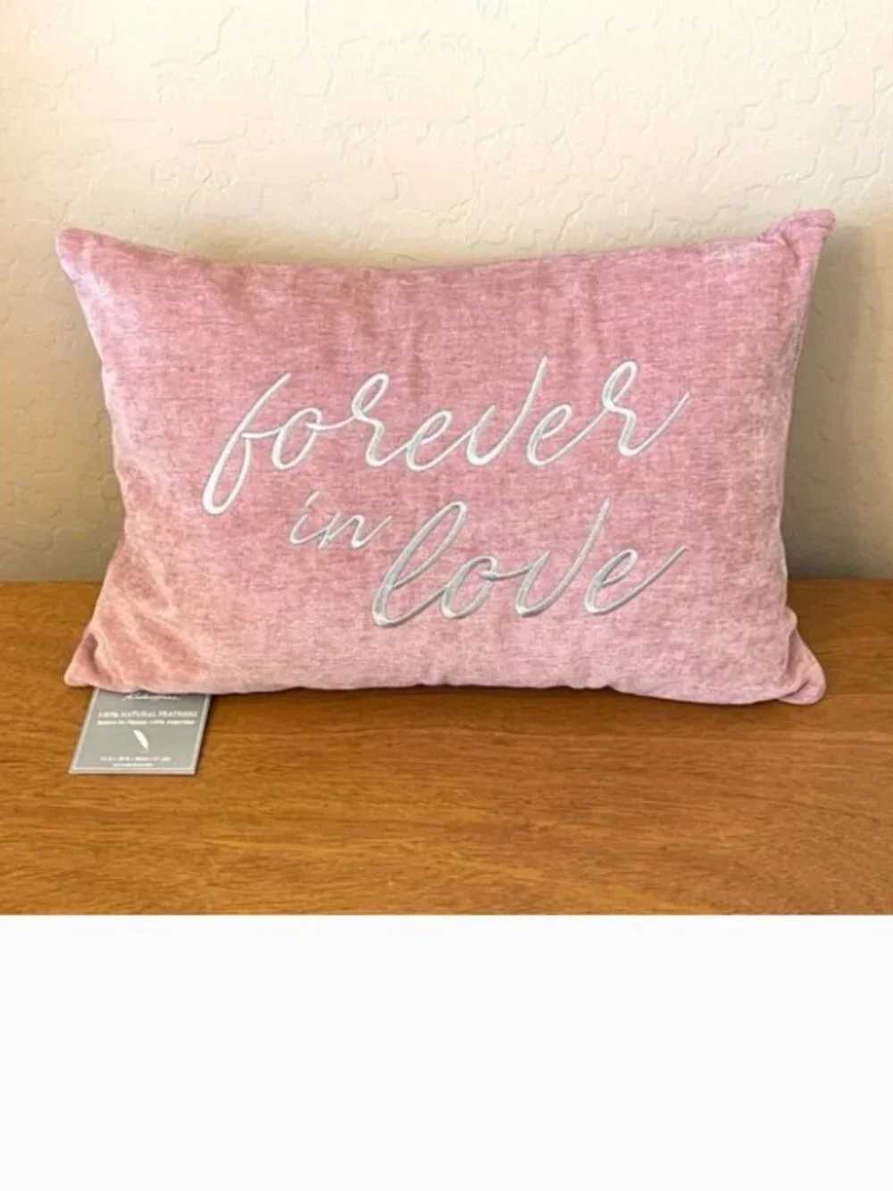 NEW Forever In Love Throw Pillow Stitched Rodeo Home Rectangle Feather Pink